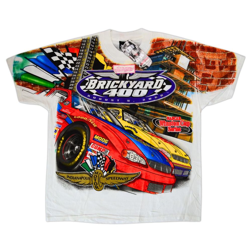 Vintage NASCAR All Over Print (AOP) T-Shirt [XL] Y2K Brickyard 400 (DS-NWT) 2000